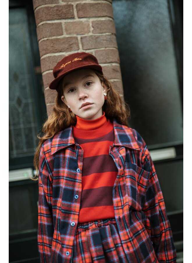Repose AMS - Boxy sweater - Rusty mulberry block stripe