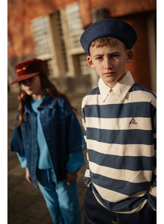Repose AMS - Boxy sweater - Eclipse blue block stripe