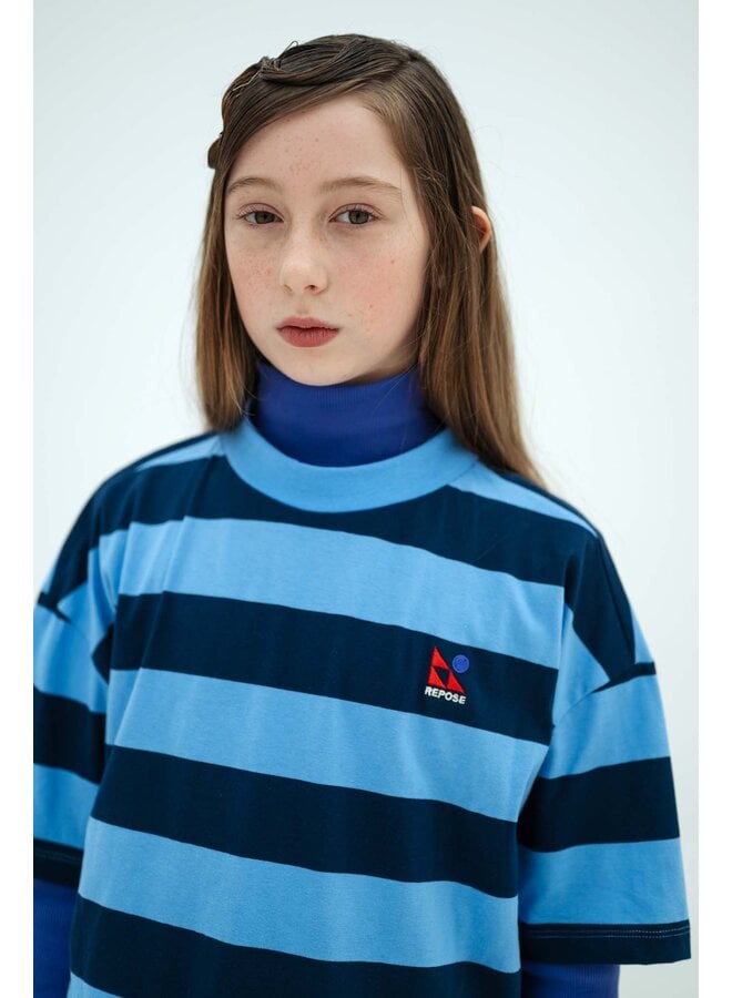 Repose AMS - Boxy tee - Horizon dark eclipse block stripe