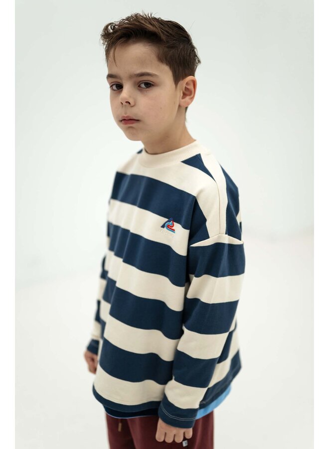 Repose AMS - Boxy sweater - Eclipse blue block stripe