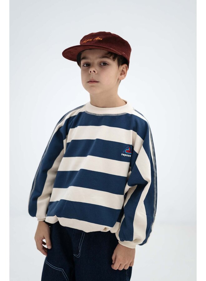 Repose AMS - Iris sweater - Eclipse blue block stripe