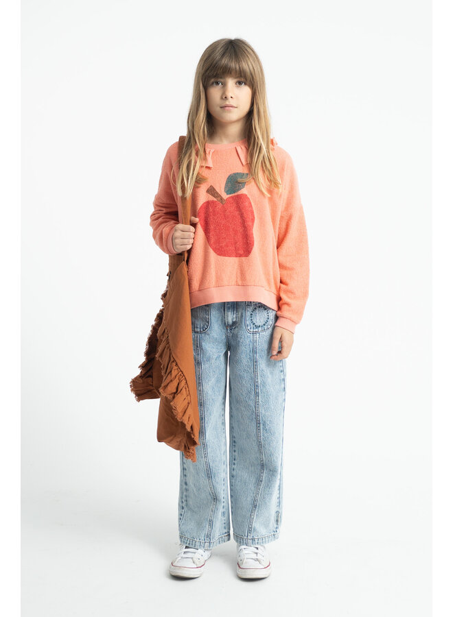 Piupiuchick - Sweatshirt w/ collar - Pink w/ apple print