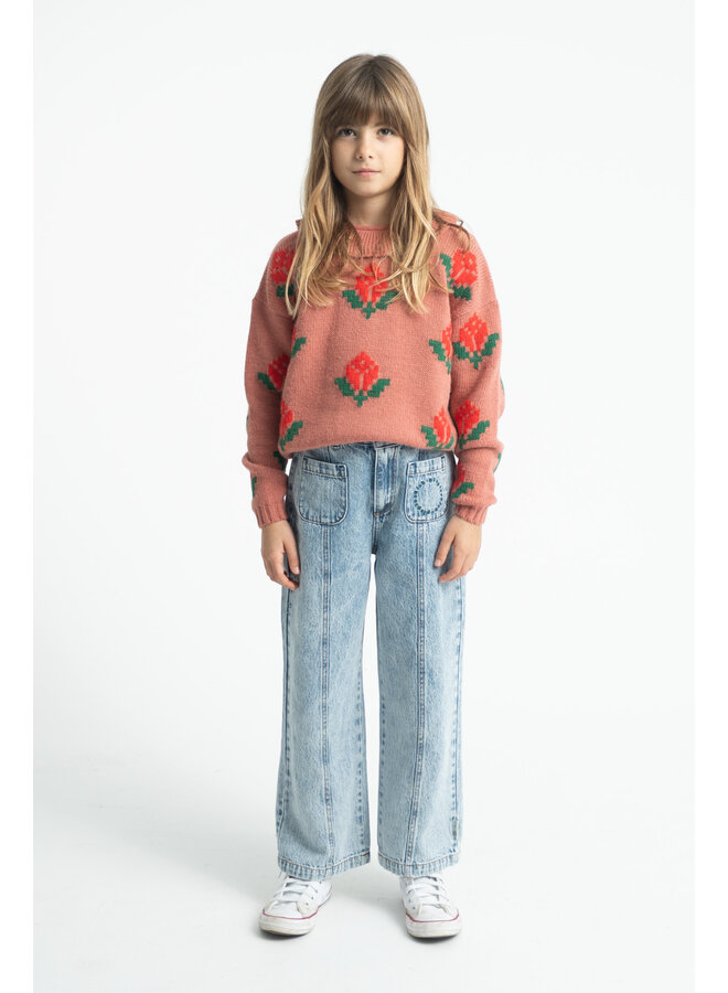 Piupiuchick - Flare trousers  - Fadded light blue denim
