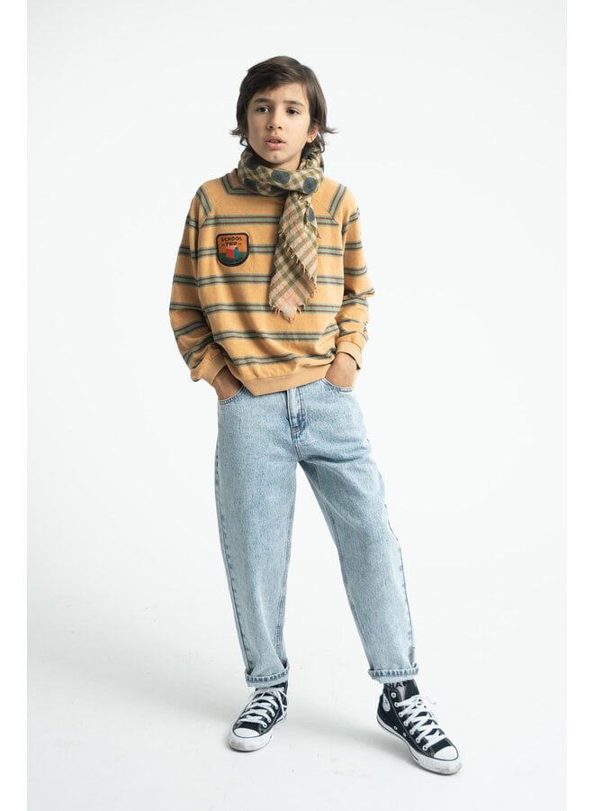 Piupiuchick - Terry cotton sweatshirt - Sand w/ double stripes