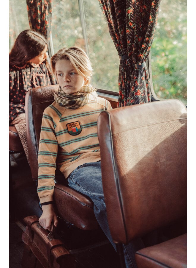 Piupiuchick - Terry cotton sweatshirt - Sand w/ double stripes