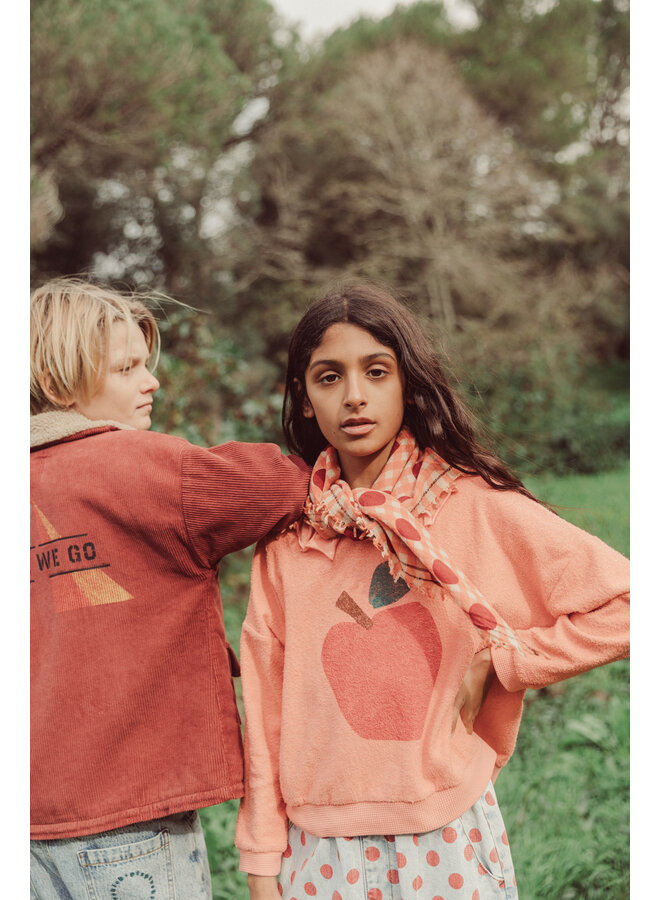 Piupiuchick - Sweatshirt w/ collar - Pink w/ apple print