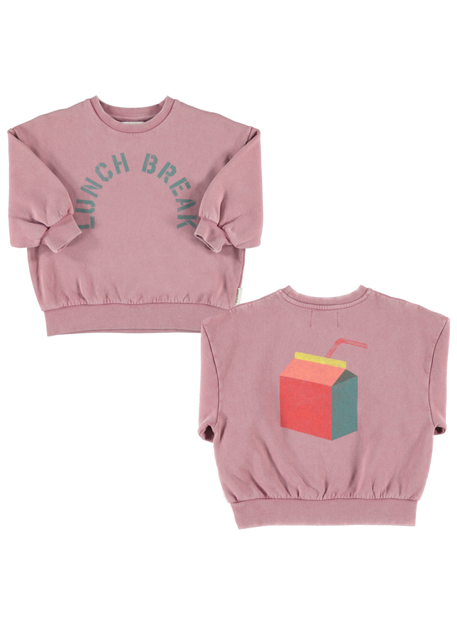 Oversized sweatshirt - Pink w/ "lunch break" print