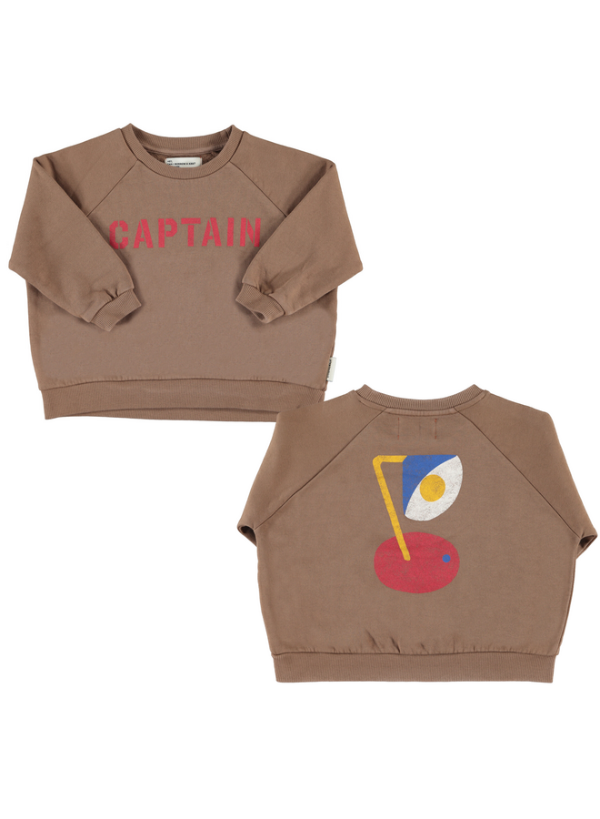 Sweatshirt - Brown w/ "captain" print