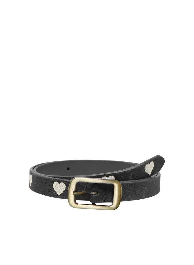 Kids Only - Heart faux suede emb jeans belt - Black hearts/tofu
