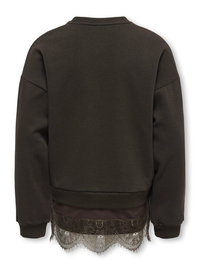 Kids Only - Swanna crew sateen lace swt - Coffee bean