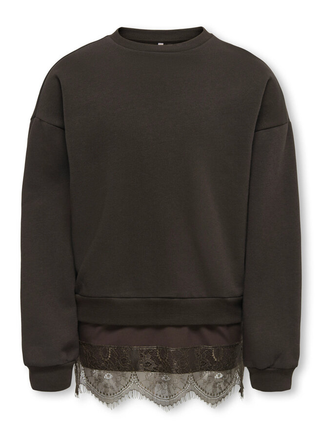 Kids Only - Swanna crew sateen lace swt - Coffee bean
