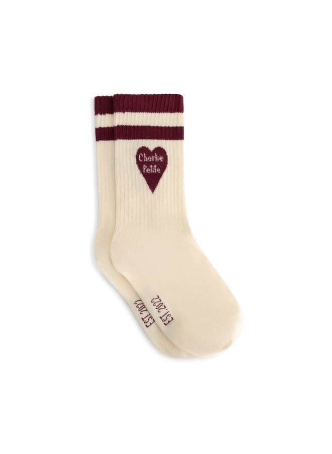 Charlie Petite - Soy socks - Ecru with bordeaux
