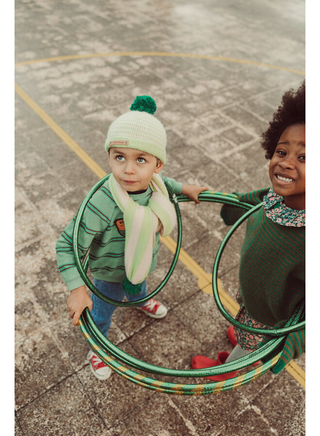 Piupiuchick - Terry cotton sweatshirt - Green w/ double stripes