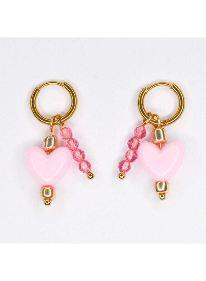 Feestbeest - Oorbellen - Pink heart