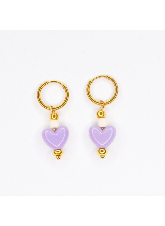 Feestbeest - Oorbellen - Sweetheart purple