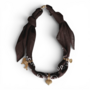 Feestbeest - Bandana ketting met bedel - Donkerbruin