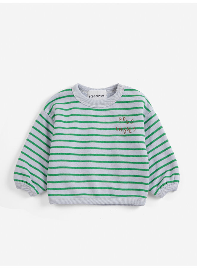 Bobo Choses - Bobo Choses stripes sweatshirt - Light heather grey/Green