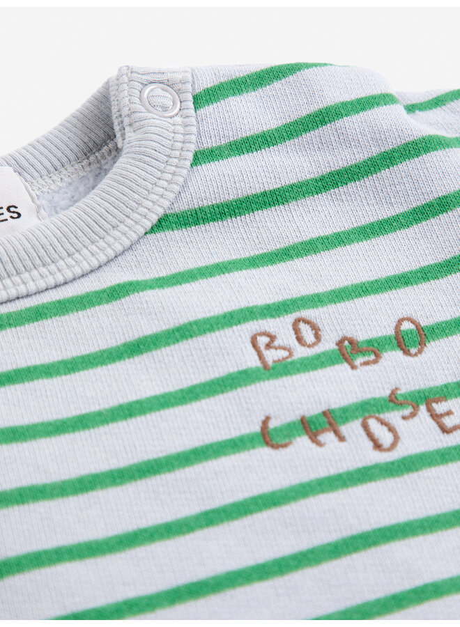 Bobo Choses - Bobo Choses stripes sweatshirt - Light heather grey/Green