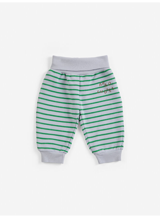 Bobo Choses stripes jogging pants - Light heather grey/Green