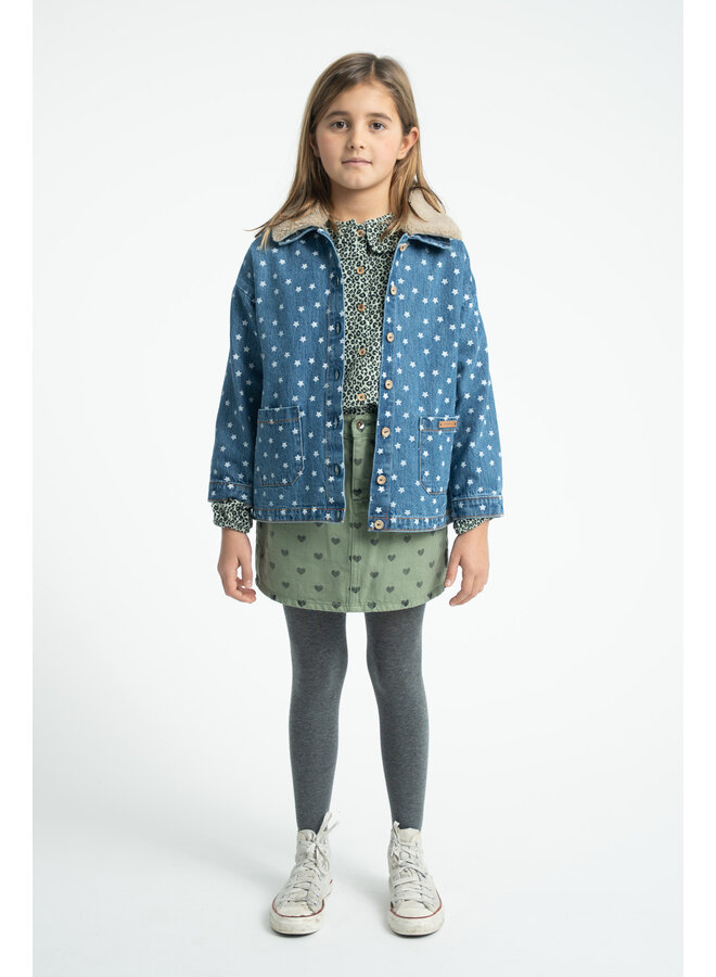 Piupiuchick - Short skirt - Olive green w/ black hearts