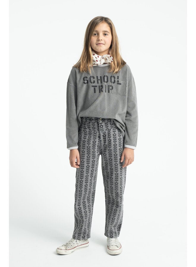 Piupiuchick - Mom fit trousers - Grey w/ black flowers