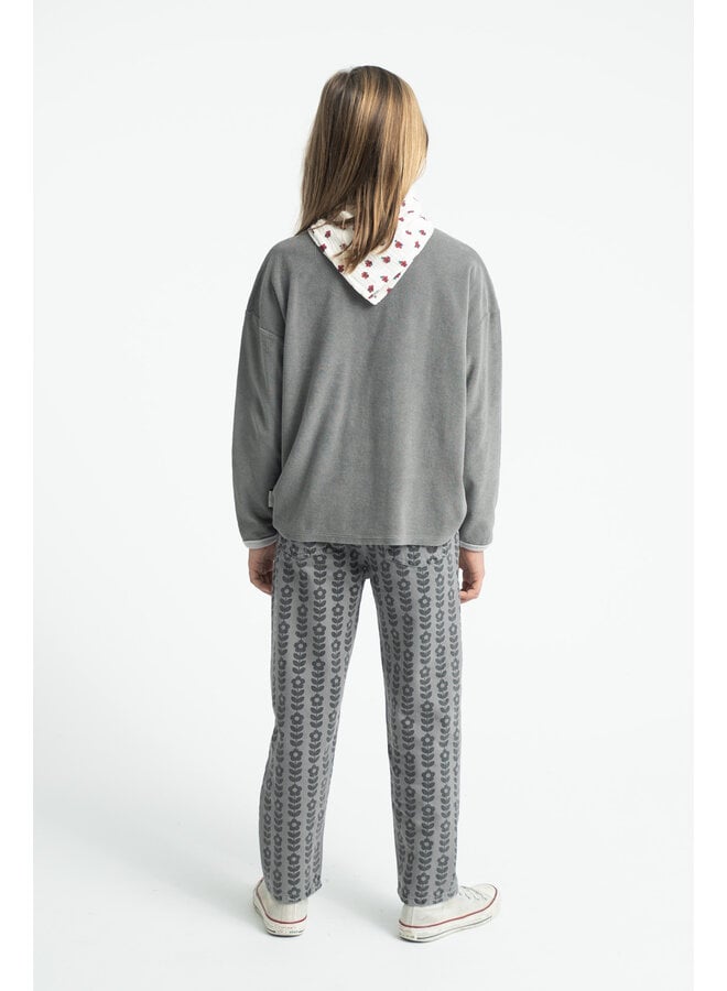 Piupiuchick - Mom fit trousers - Grey w/ black flowers