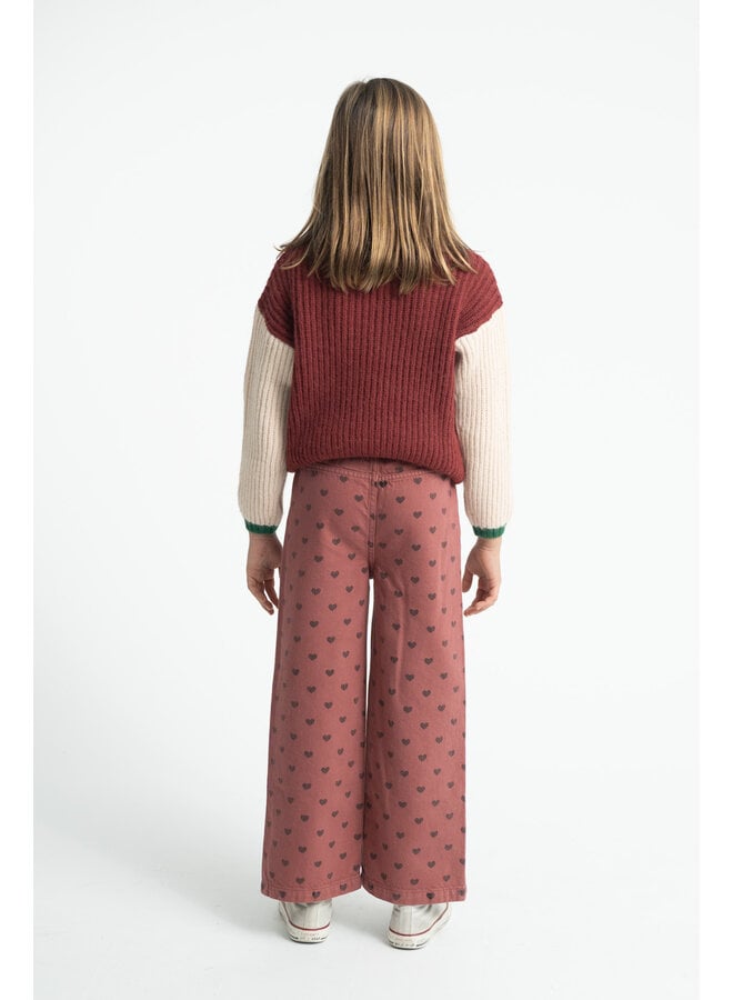 Piupiuchick - Flare trousers - Pink w/ black hearts