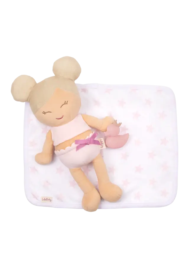 LullaBaby - Plush blonde hair girl bath doll & accessory