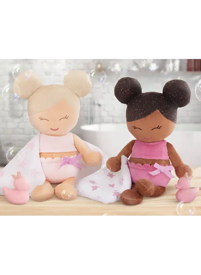 LullaBaby - Plush brown hair girl bath doll & accessory