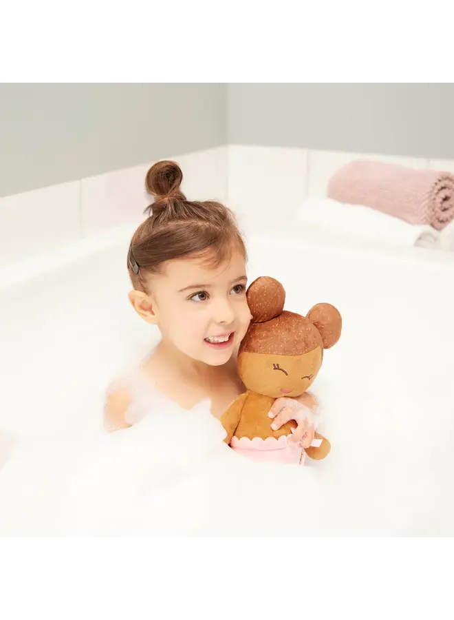 LullaBaby - Plush brown hair girl bath doll & accessory