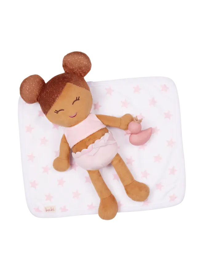 LullaBaby - Plush brown hair girl bath doll & accessory