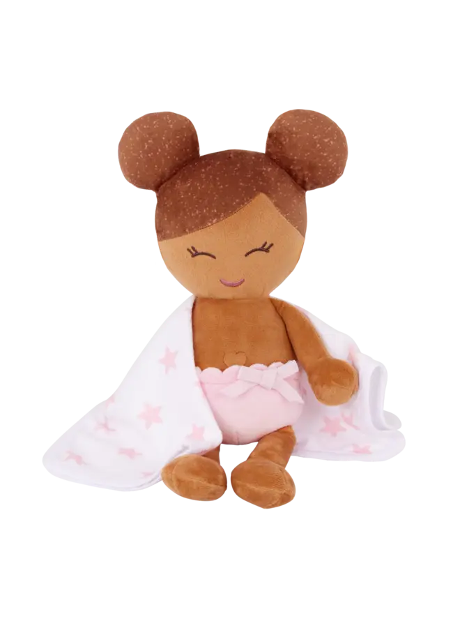 LullaBaby - Plush brown hair girl bath doll & accessory