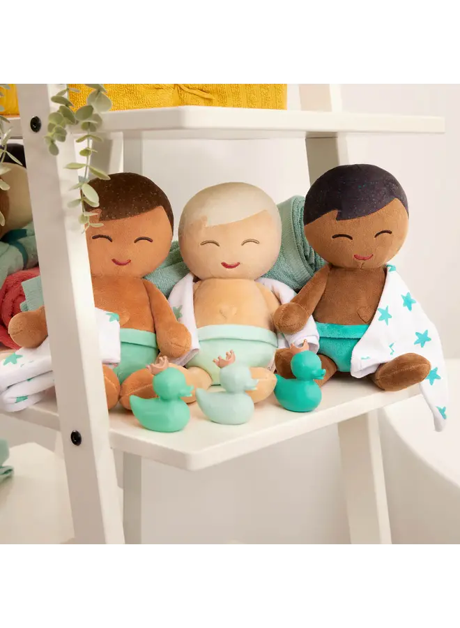 LullaBaby - Plush blond hair boy bath doll & accessory