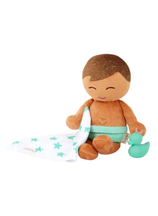 LullaBaby - Plush boy brown hair bath doll & accessory