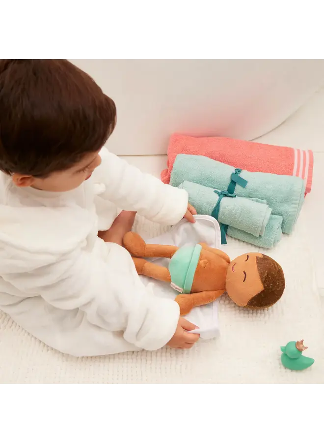 LullaBaby - Plush boy brown hair bath doll & accessory