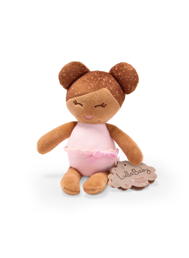 Small plush bath brown hair girl doll