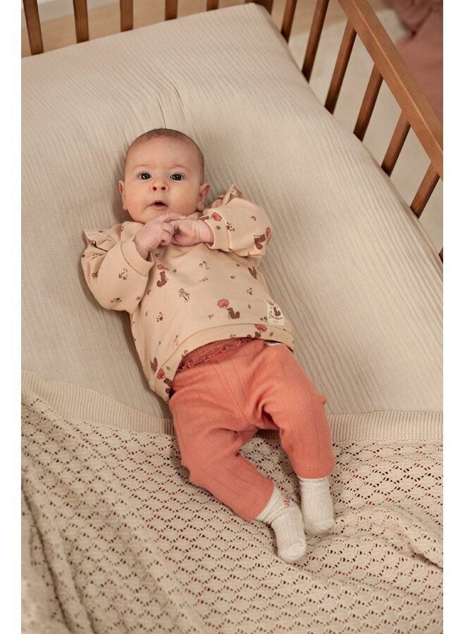 Feetje - Legging pointelle rib - Forest garden - Roze