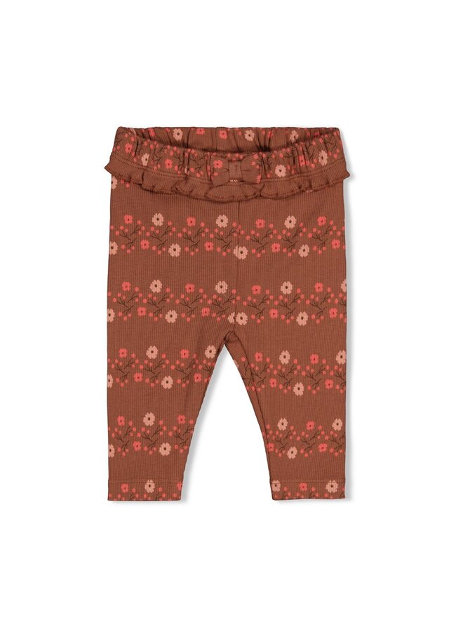 Legging rib AOP - Forest garden - Bruin