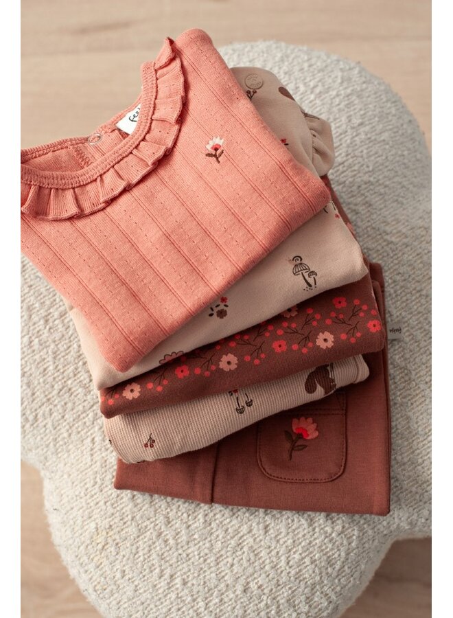 Feetje - Longsleeve pointelle rib - Forest garden - Roze