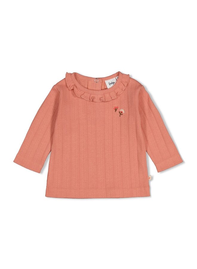 Feetje - Longsleeve pointelle rib - Forest garden - Roze