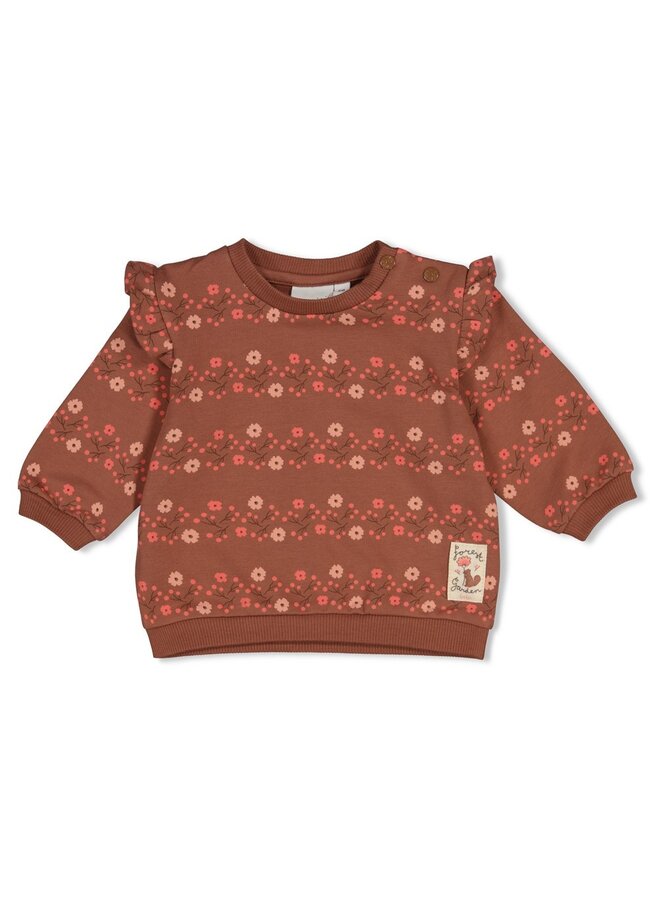 Sweater AOP relaxed fit - Forest garden - Bruin