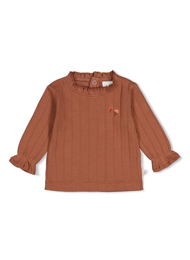 Feetje - Longsleeve pointelle rib - Forest garden - Bruin