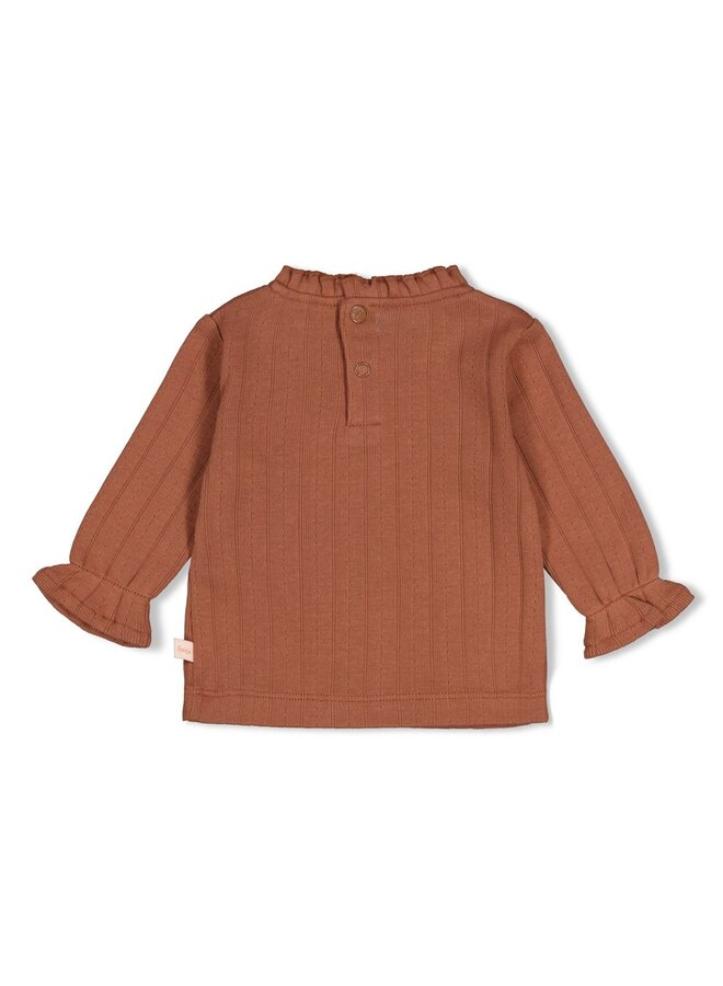 Feetje - Longsleeve pointelle rib - Forest garden - Bruin