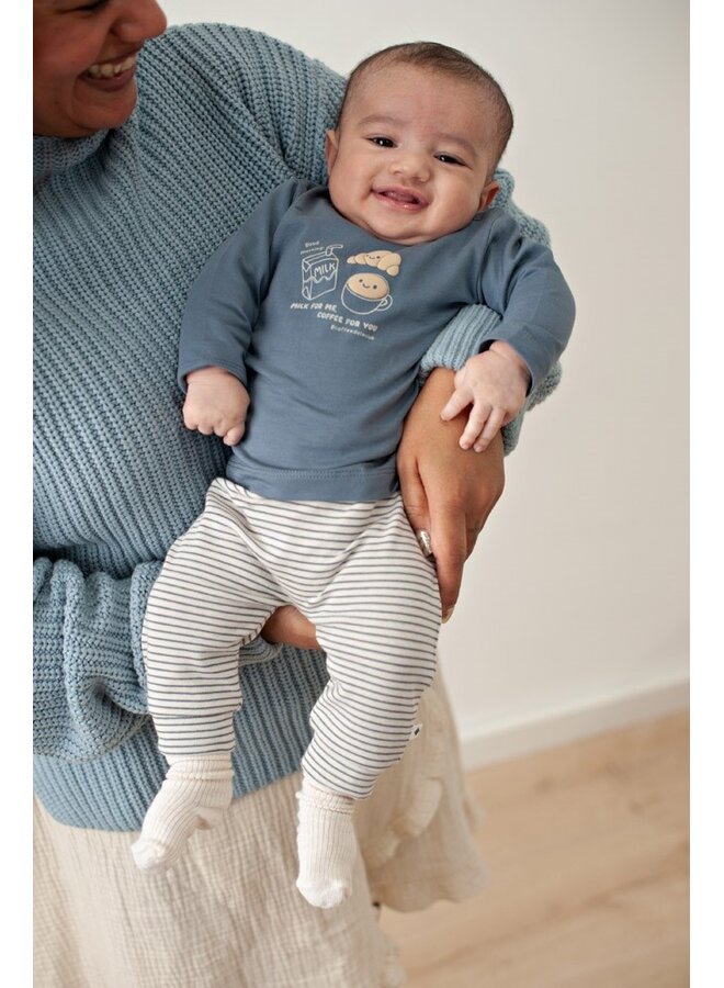 Feetje - Broek rib met streep - Breakfast buddy - Blauw