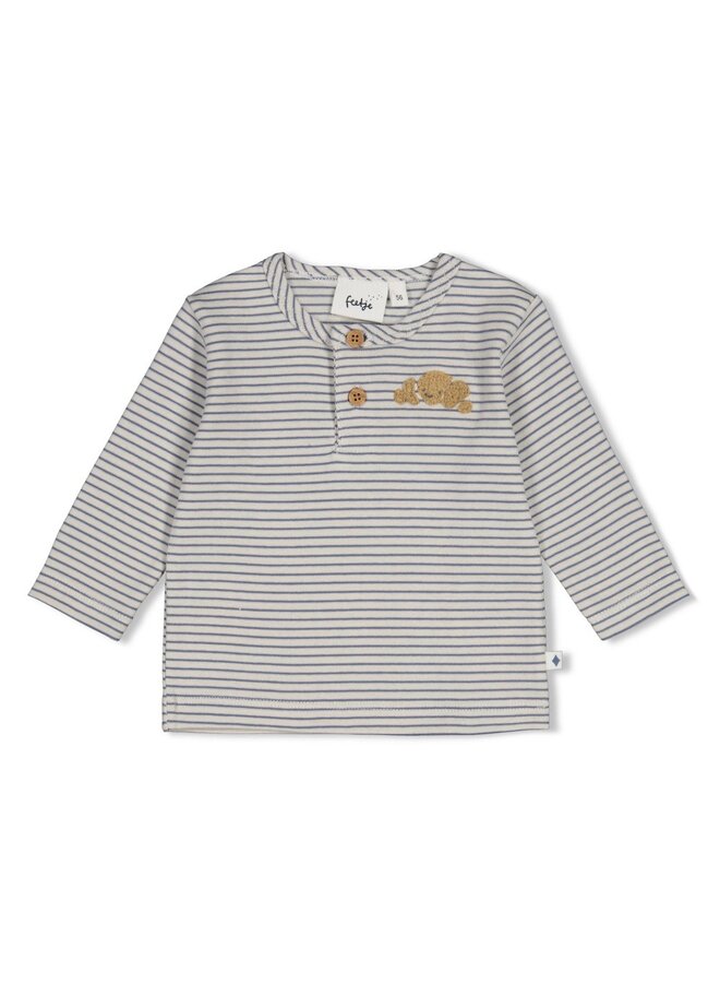 Longsleeve rib met streep - Breakfast buddy - Blauw