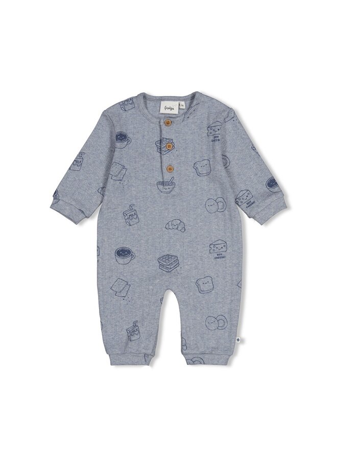 Pak rib AOP - Breakfast buddy - Blauw melange