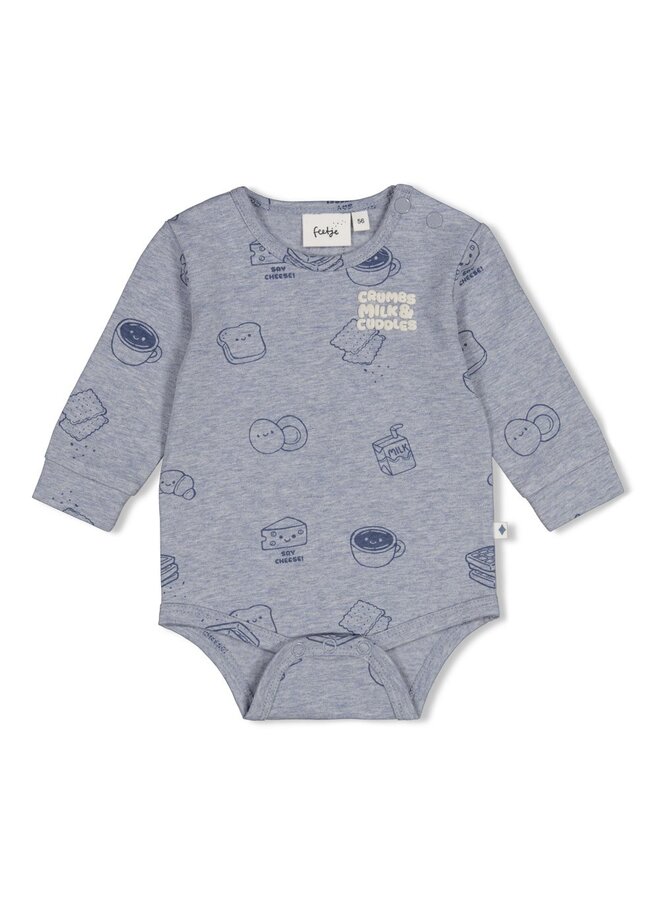 Romper AOP - Breakfast buddy - Blauw melange