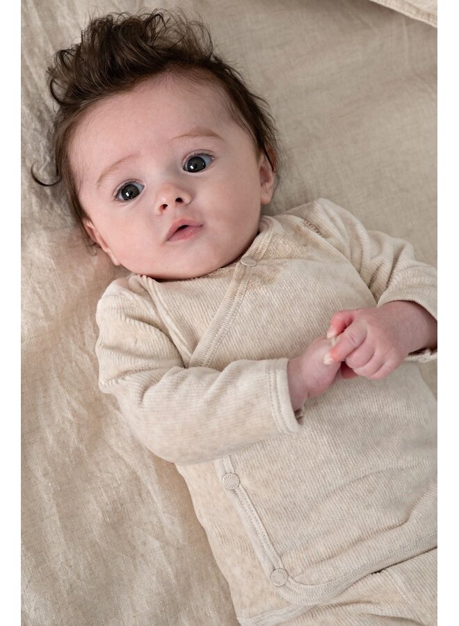 Feetje - Overslagshirt velours rib - The cuddle company - Taupe melange