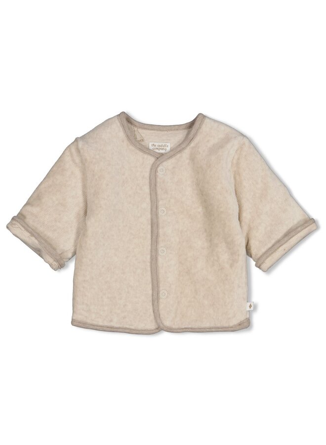 Feetje - Omkeerbaar jasje velours rib - The cuddle company - Taupe melange
