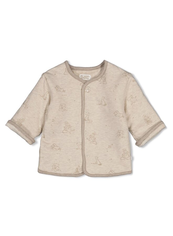 Omkeerbaar jasje velours rib - The cuddle company - Taupe melange
